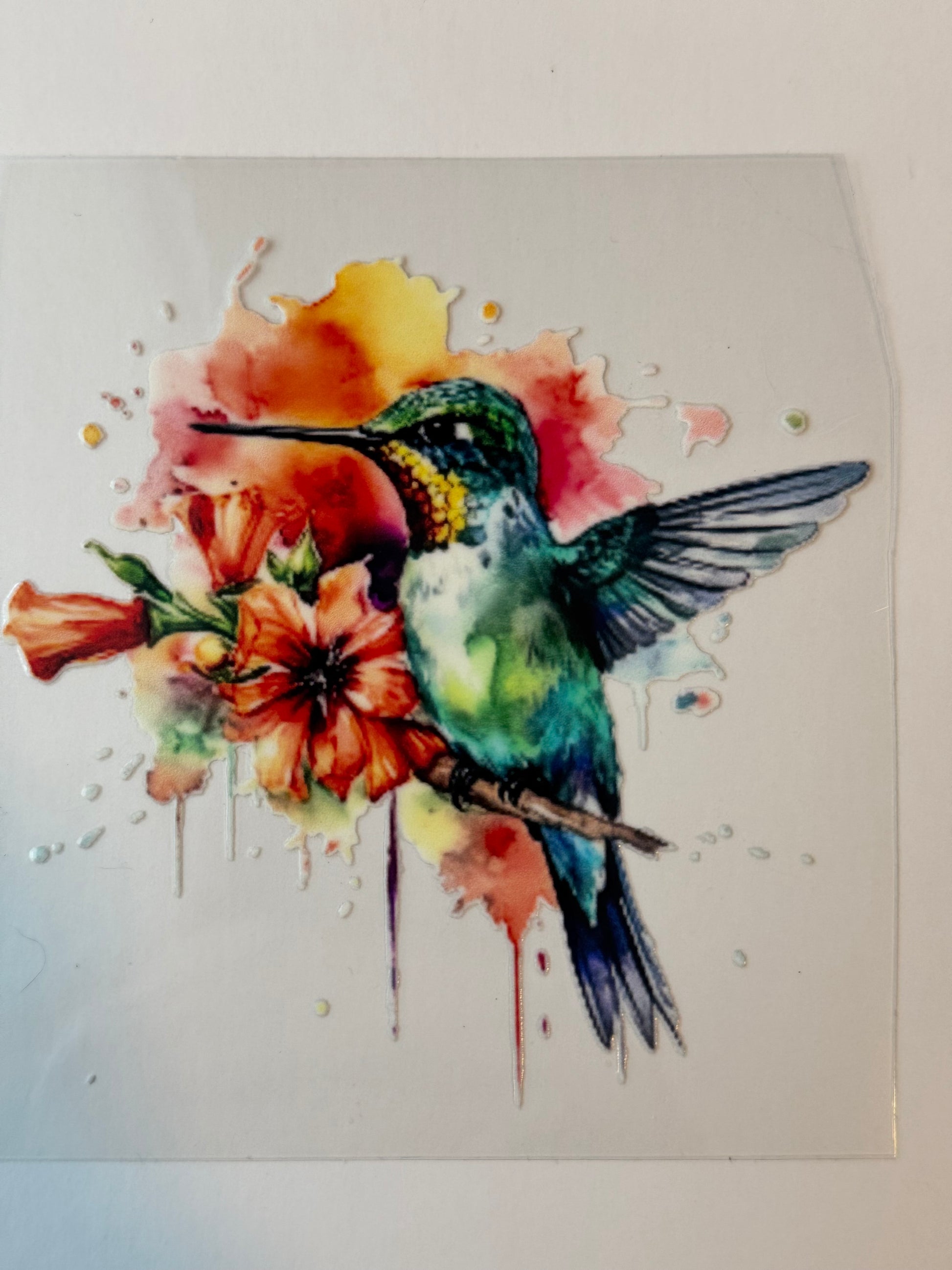 Watercolor Hummingbird UVDTF Decal image 0