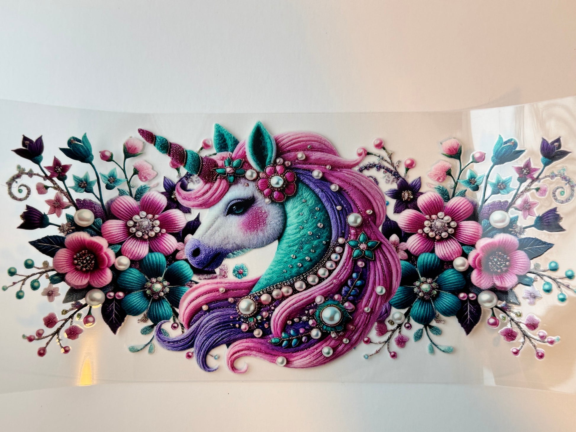 Floral Unicorn 16oz UVDTF Wrap image 0