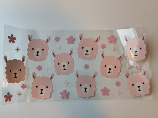 Pink Llamas & Flowers 16oz UVDTF Wrap image 0