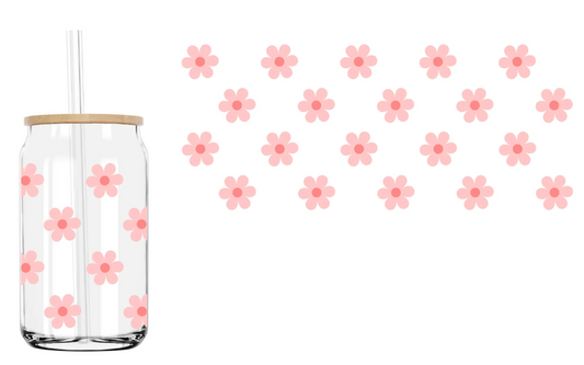 Pink Flowers 16oz UVDTF Wrap image 0